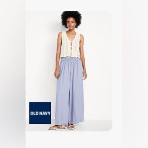 XXL Old Navy Slate Blue Mid-Rise Linen Blend Super Wide Palazzo Pants NWT